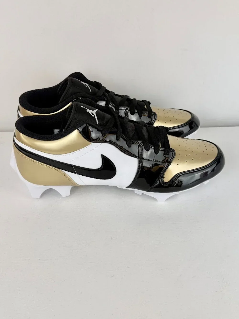 M16 -Nike Air Jordan 1 Retro TD Low Metallic Patent Gold Toe Cleats FJ6245-701